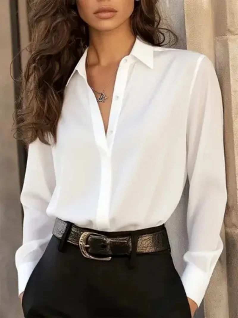 Blusa elegante de manga ancha: el estilo "elegante para la oficina" imprescindible.