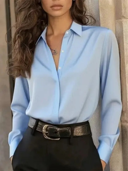 Blusa elegante de manga ancha: el estilo "elegante para la oficina" imprescindible.