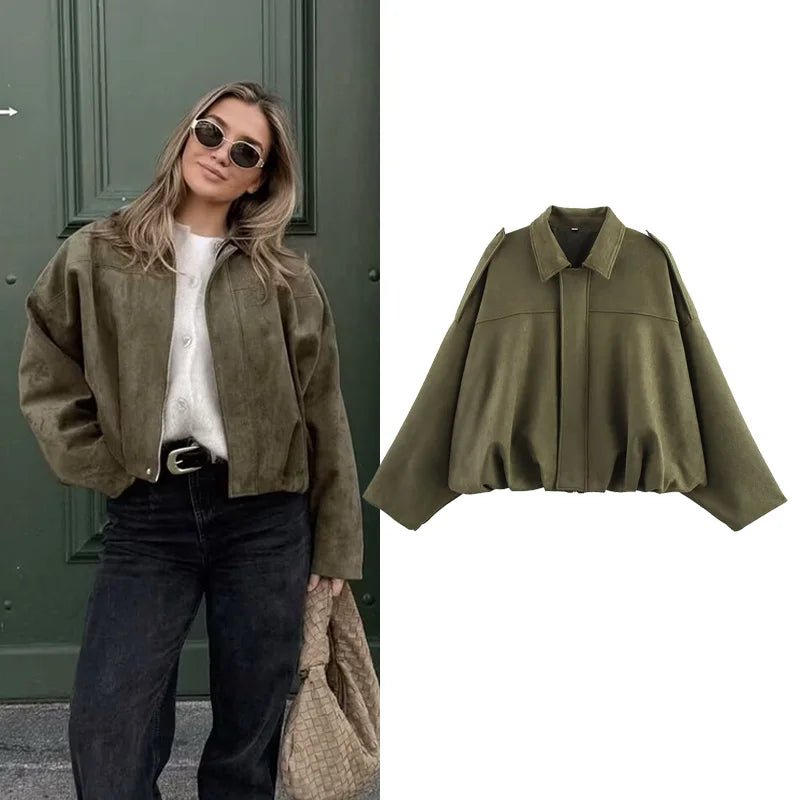 Monvia Élan — Chaqueta bomber • Cuello vuelto • Corte suelto