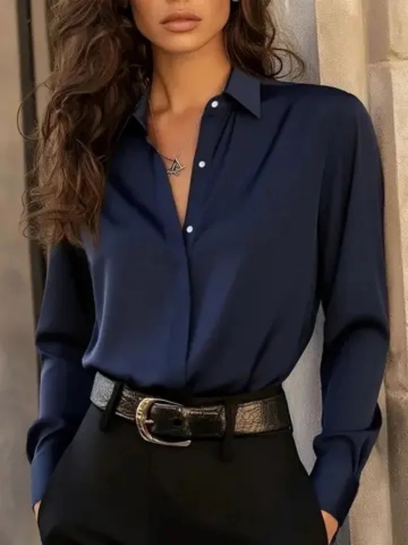 Blusa elegante de manga ancha: el estilo "elegante para la oficina" imprescindible.