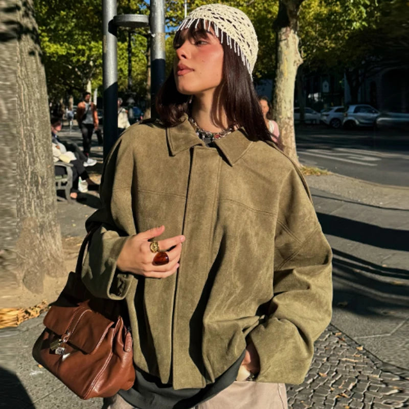 Chaqueta Bomber Monvia Oversize - Efecto Ante