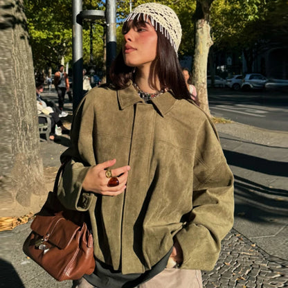 Chaqueta Bomber Monvia Oversize - Efecto Ante