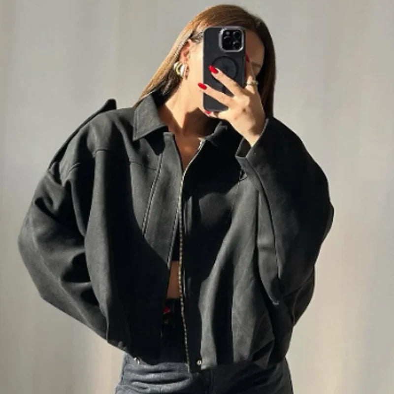 Chaqueta Bomber Monvia Oversize - Efecto Ante