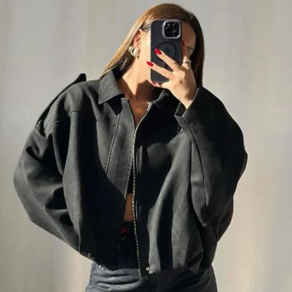 Chaqueta Bomber Monvia Oversize - Efecto Ante