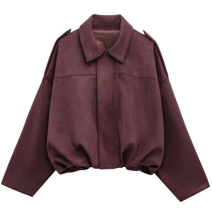 Chaqueta Bomber Monvia Oversize - Efecto Ante