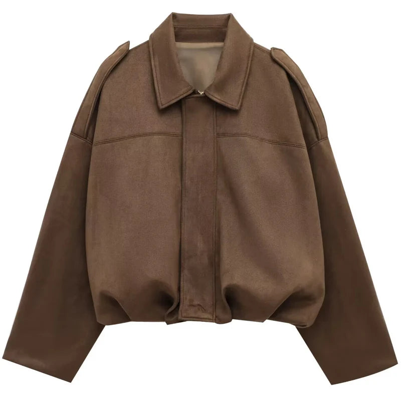 Chaqueta Bomber Monvia Oversize - Efecto Ante
