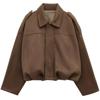 Chaqueta Bomber Monvia Oversize - Efecto Ante