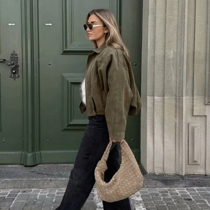 Monvia Élan — Chaqueta bomber • Cuello vuelto • Corte suelto