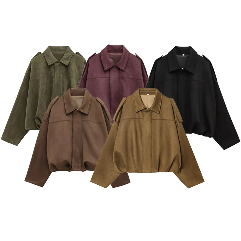 Chaqueta Bomber Monvia Oversize - Efecto Ante